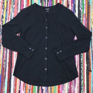 Lucky Brand Long Sleeve Black Button Down Top